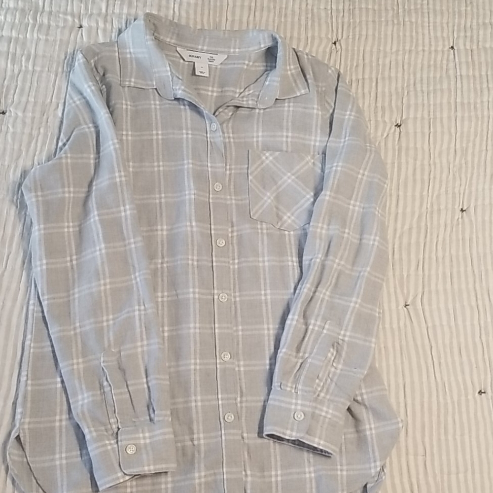 💜 Versatile Gray & white plaid Old Navy shirt💕